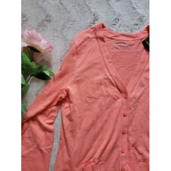 Eddie Bauer 100% Cotton LongSleeve Knit Slib Azalea Cardigan NWT Size L - Picture 3 of 12